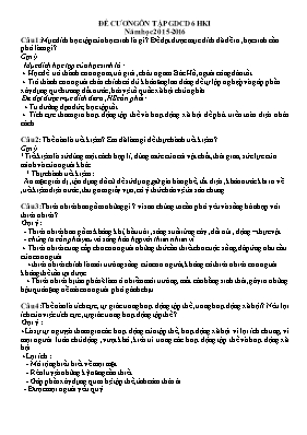 Đề cương ôn tập học kì I Giáo dục công dân lớp 6 - Năm học 2015-2016